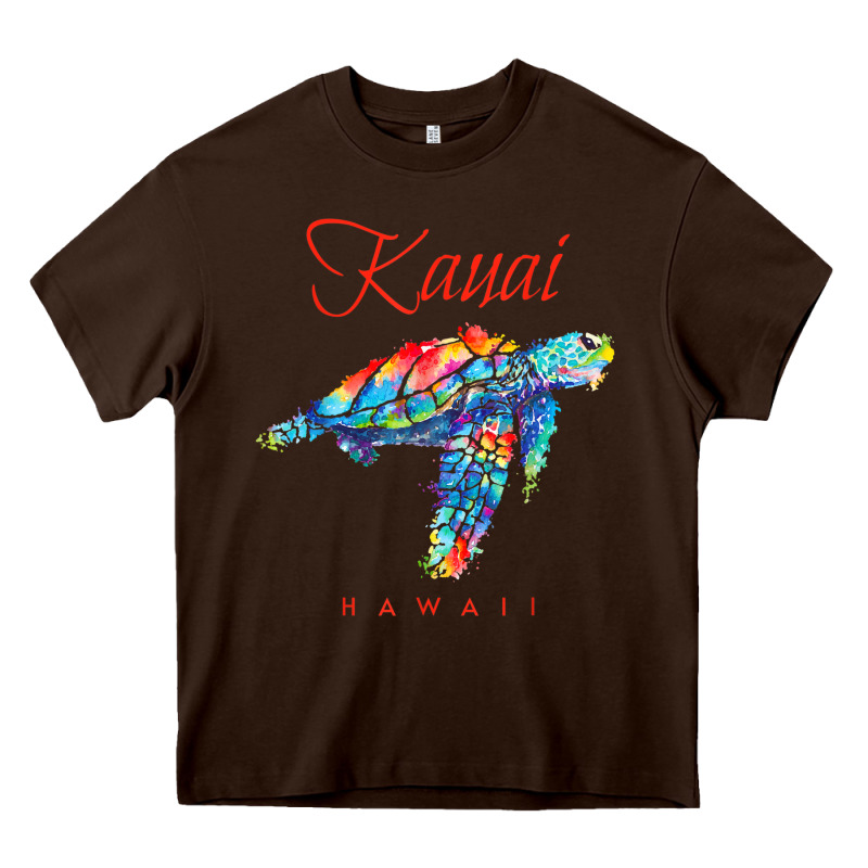 Kauai Hawaii Watercolor Sea Turtle Souvenir Heavy Core Tee by longCreatives | Teevron