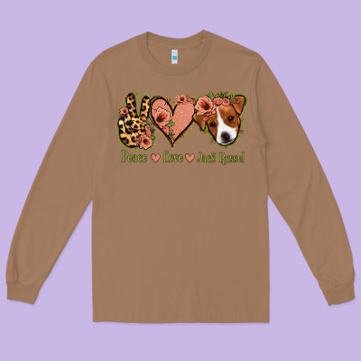 Peace Love Jack Russel Long Sleeve Tee Designed By Jasminsmagicworld