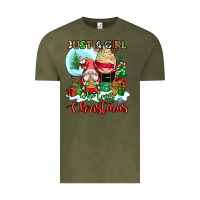 Vintage Olive just a girl who loves christmas Vintage Tee - CowGirlArtShop