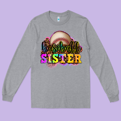 Baseball Sister Long Sleeve Tee Designed By Oliviacreatesart