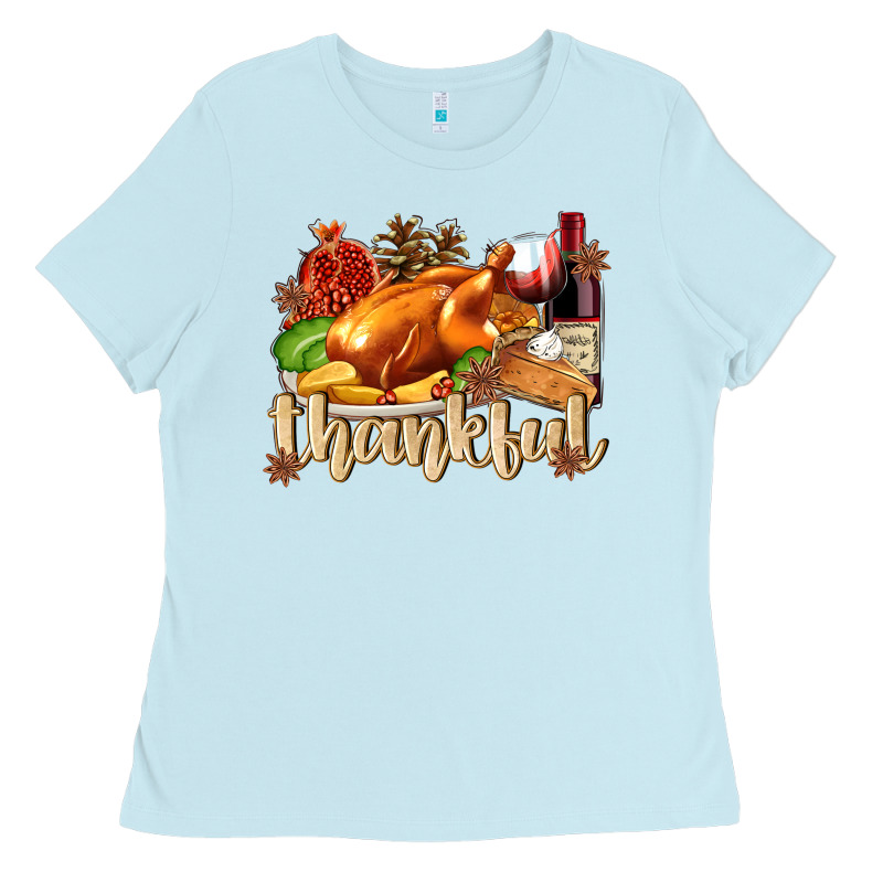 Thankful With Turkey Ladies Tee by texasbilliewilder | Teevron