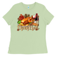 Matcha Thankful with Turkey Ladies Tee - texasbilliewilder