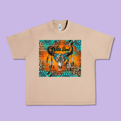 Wild Soul Boho Bull Skull Urban Heavy Tee Designed By Ranaportraitstore