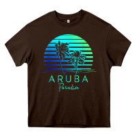 Chocolate Brown Vintage Aruba Beach Tropical Vibes Vacation Souvenir Gift Heavy Core Tee - longCreatives