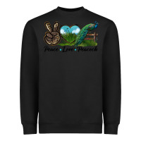 Black Peace Love Peacock Heavyweight Sweatshirt - LillyAllenDesigns