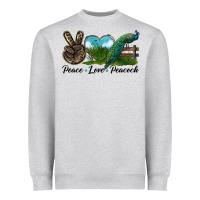 Heather Grey Peace Love Peacock Heavyweight Sweatshirt - LillyAllenDesigns
