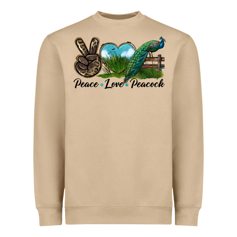 Peace Love Peacock Heavyweight Sweatshirt by LillyAllenDesigns | Teevron