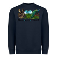 Navy Peace Love Peacock Heavyweight Sweatshirt - LillyAllenDesigns