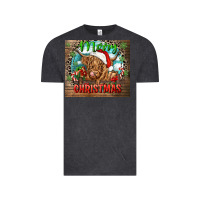 Vintage Black merry christmas heifer cow Vintage Tee - CowGirlArtShop
