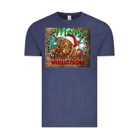 Vintage Denim merry christmas heifer cow Vintage Tee - CowGirlArtShop