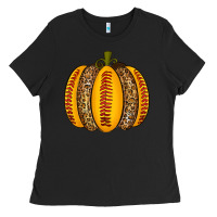 Black Softball Pumpkin Ladies Tee - texasbilliewilder