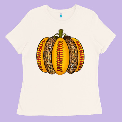 Softball Pumpkin Ladies Tee Designed By Texasbilliewilder