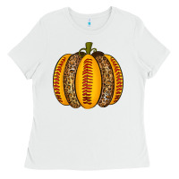 White Softball Pumpkin Ladies Tee - texasbilliewilder