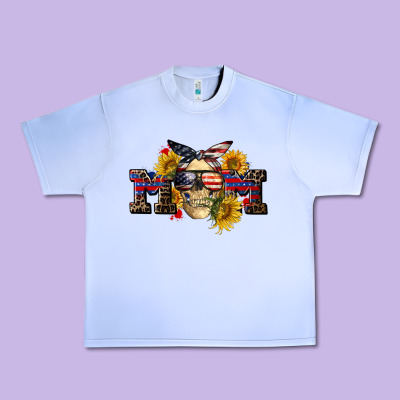 American Mom Skull Urban Heavy Tee Designed By Cowgirlartshop