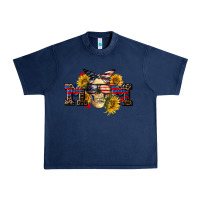 Navy american mom skull Urban Heavy Tee - CowGirlArtShop