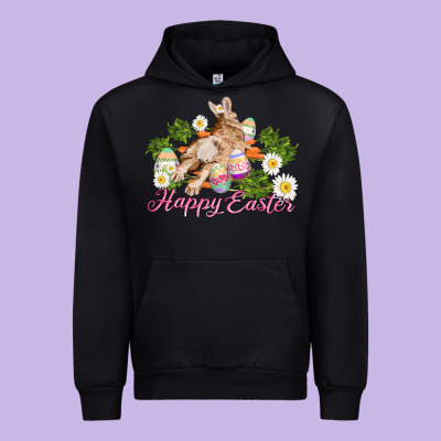 Easter Bunny With Carrots And Daisy Urban Hoodie Designed By Adodesignshop
