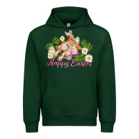 Forest Green easter bunny with carrots and daisy Urban Hoodie - AdoDesignShop