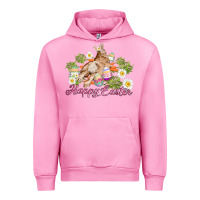 Fuchsia Pink easter bunny with carrots and daisy Urban Hoodie - AdoDesignShop