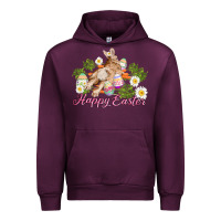Mauve Wine easter bunny with carrots and daisy Urban Hoodie - AdoDesignShop