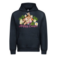 Navy easter bunny with carrots and daisy Urban Hoodie - AdoDesignShop