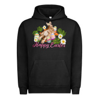 Pigment Black easter bunny with carrots and daisy Urban Hoodie - AdoDesignShop