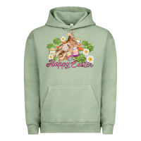 Pigment Oil Green easter bunny with carrots and daisy Urban Hoodie - AdoDesignShop