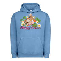Pigment Pebble Blue easter bunny with carrots and daisy Urban Hoodie - AdoDesignShop