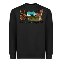 Black Peace Love Bengal Cat Heavyweight Sweatshirt - LillyAllenDesigns