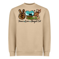 Peace Love Bengal Cat Heavyweight Sweatshirt | Teevron