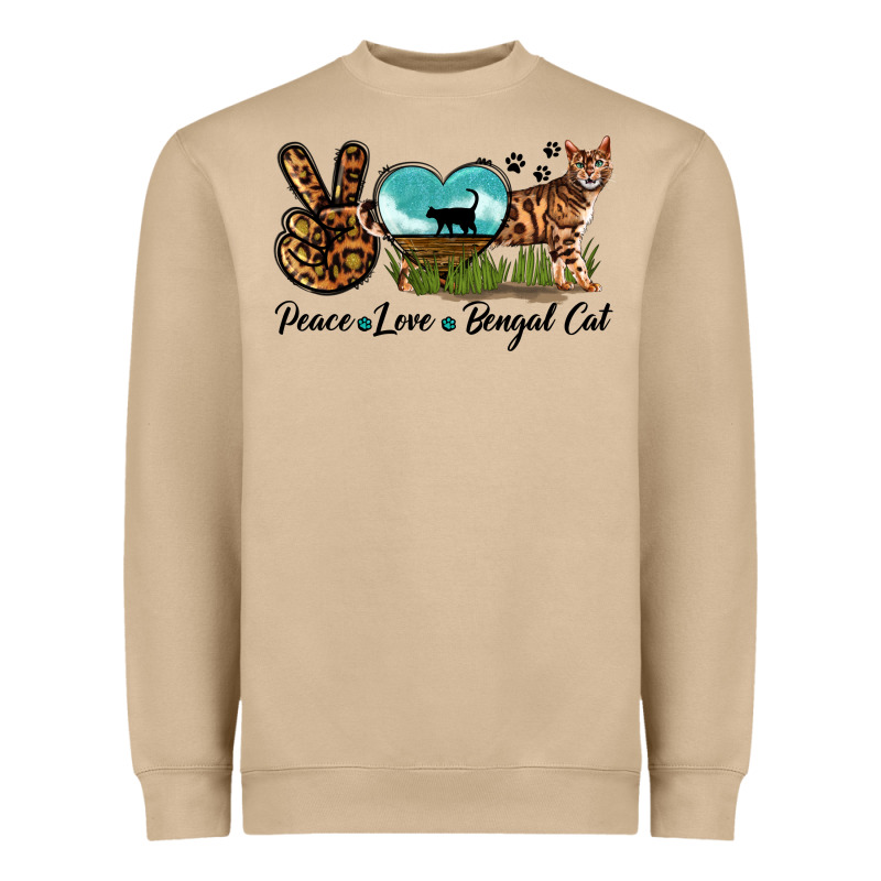 Peace Love Bengal Cat Heavyweight Sweatshirt by LillyAllenDesigns | Teevron