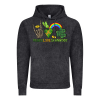 Vintage Black Peace Love Shamrock  St. Patrick's Day Vintage Hoodie - CowGirlArtShop