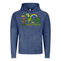 Vintage Denim Peace Love Shamrock  St. Patrick's Day Vintage Hoodie - CowGirlArtShop
