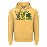 Vintage Mustard Peace Love Shamrock  St. Patrick's Day Vintage Hoodie - CowGirlArtShop