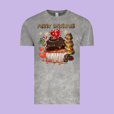Merry Christmas Cupcake Chocolate Vintage Tee Designed By Cowgirlartshop