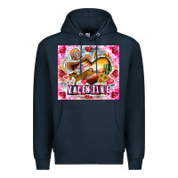 Navy Be Mine Valentine Premium Hoodie - CowhideDigitalArt