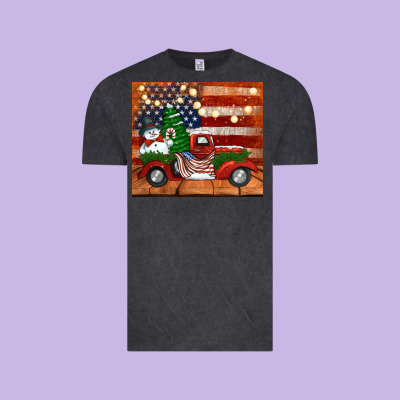 Christmas Truck With American Flag Vintage Tee Designed By Jasminsmagicworld