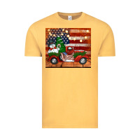 Vintage Mustard christmas truck with american flag Vintage Tee - Jasminsmagicworld