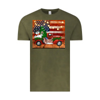 Vintage Olive christmas truck with american flag Vintage Tee - Jasminsmagicworld