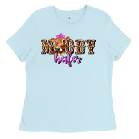 Baby Blue Moody Heifer with Leopard Ladies Tee - texasbilliewilder
