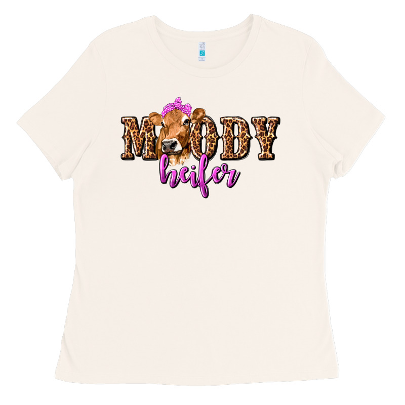 Moody Heifer With Leopard Ladies Tee by texasbilliewilder | Teevron