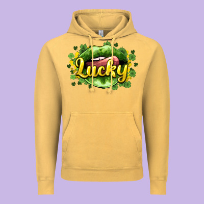 St. Patrick's Day Lips Lucky Vintage Hoodie Designed By Howdyjamesfarm