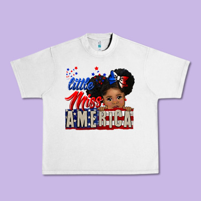 Little Miss America Black Girl Peekaboo Urban Heavy Tee Designed By Cowgirlartshop