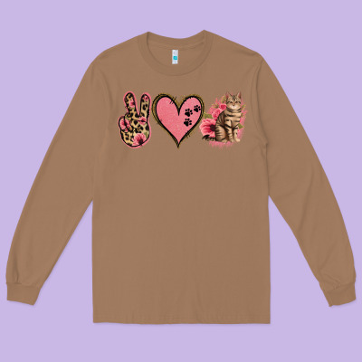 Peace Love Cats Long Sleeve Tee Designed By Jasminsmagicworld