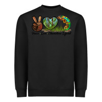 Black Peace Love Chameleon Lizard Heavyweight Sweatshirt - LillyAllenDesigns