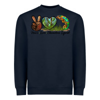 Navy Peace Love Chameleon Lizard Heavyweight Sweatshirt - LillyAllenDesigns