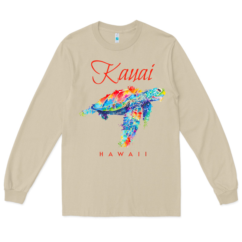 Kauai Hawaii Watercolor Sea Turtle Souvenir Long Sleeve Tee by longCreatives | Teevron