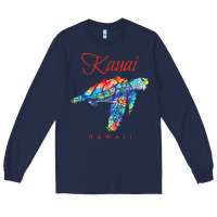 Navy kauai hawaii watercolor sea turtle souvenir Long Sleeve Tee - longCreatives