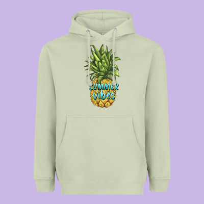 Summer Vibes Pineapple Heavyweight Hoodie Designed By Barkaloodesign