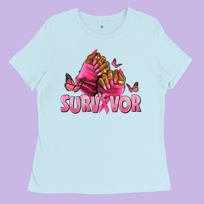 Breast Cancer Survivor Afro Nails Ladies Tee Designed By Nancycooperartshop