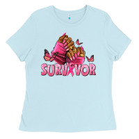 Baby Blue Breast Cancer survivor afro nails Ladies Tee - NancyCooperArtShop